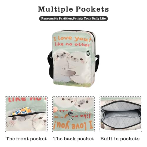 messenger bag for women mens crossbody Women's Purse Adjustable Strap for School School- I Love You Like No Otter2
