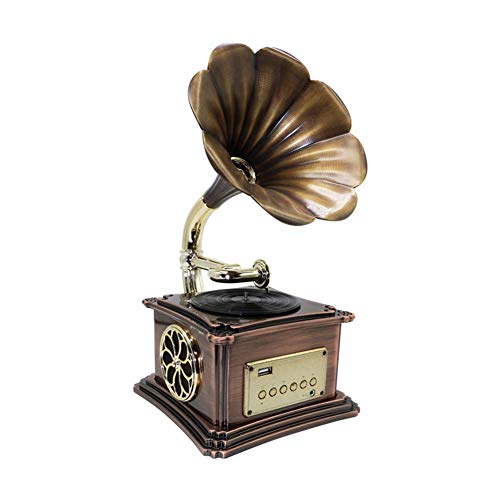 Plattenspieler,Desktop Retro Vinyl Phonograph,Lautsprecher Aus Reinem Kupfer,Bluetooth Verbindungsfunktion,Geeignet Für Wohnzimmer Esszimmer
