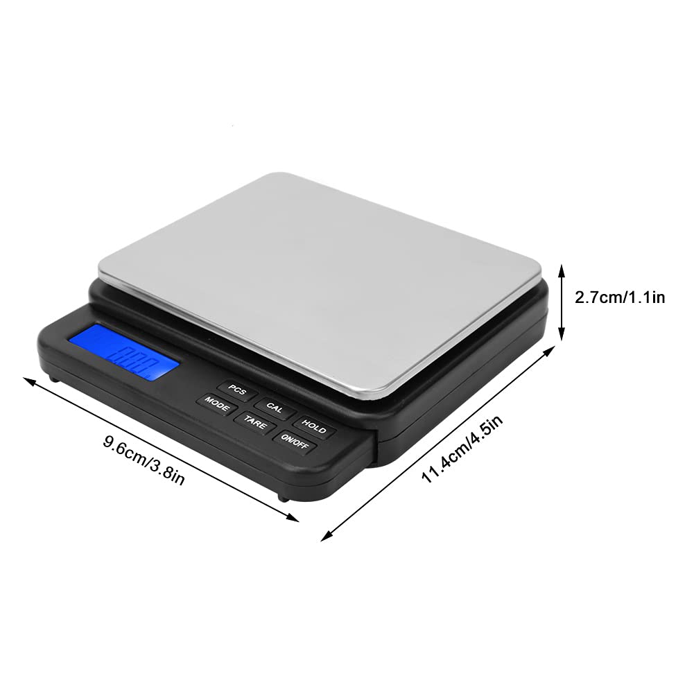 Bilancia Digitale Da Cucina E Gioielli 1000g/0,1g - Alta Precisione Con Display LCD Retroilluminato, Tara, 7 Unità Di Misura - Tascabile Portatile - 6
