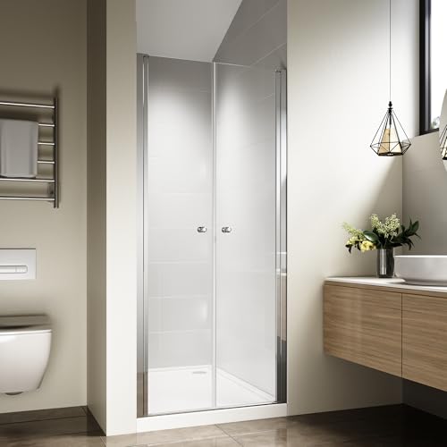 OsmanthBD Duschkabine 86x185 cm Pendeltür 85-90 cm Duschtür Nische Duschabtrennung aus 6 mm ESG Sicherheitsglas Nano-Beschichtung Schwingtür Nischentür Dusche Chrom