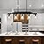 Farmhouse Wood Kitchen Island Lighting, 5-Light Adjustable Chandelier for Dining Room, Seeded Glass Shade Dining Room Light Fixture Over Table, Black Hanging Pendant Lights for Kitchen, Pool Table
