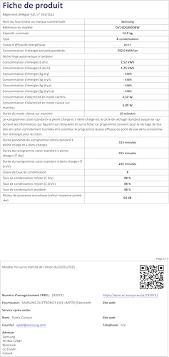 Sèche linge pompe à chaleur DV16DG8600BW - vue 7