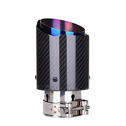 Carmon Real Twill Carbon Fiber Exhaust Pipe Muffler Tips With Blue Burnt 304 Stainless Steel (Id 3“, Od 4.5”) #TOP3