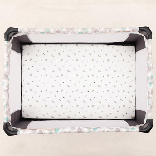 Image of PHF 3 Pack Soft Mini Crib Sheets, Floral & Animal Pack N Play Sheets for Baby Boys Girls, No Slip Universal Fit for Pack N Play, Playard, Portable and Mini Crib Mattresses,Floral & Animal