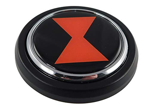 Image of Black Widow Car Truck Black Round Grill Badge 3.5 inch Grille Chrome Emblem