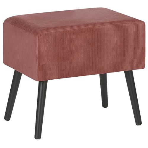 Tavolino Con Contenitore Rosa Gambe Nere In Velluto A Coste 46 X 50 X 35 Cm Valigia - 7