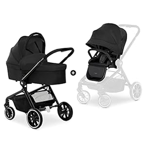 Hauck Kinderwagen 2in1 Move So Simply Set mit Babywanne, wendbarer Sitz für Kinder, bis 25 kg, Liegefunktion, Teleskopgriff, Leichtlaufräder, 4-fach-Federung, UV-Schutz 50+, Faltbar, Schwarz