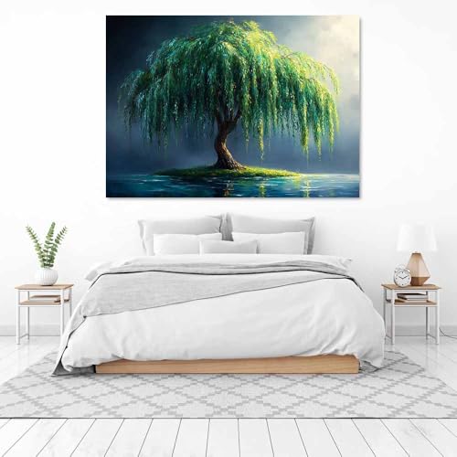Toile Image Tableau Murale Vert : Impression Abstrait Arbre Moderne 70x100cm - 3