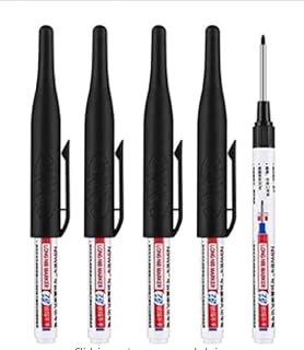 4 Pcs Black Multi Purpose Deep Hole Marker Pens,Long Nib Head Marker Waterproof Colorful Carpenter Pen for Bathroom Woodworking Decoration,Permanent Marker Pens Multi-Purpose Waterproof Carpenter