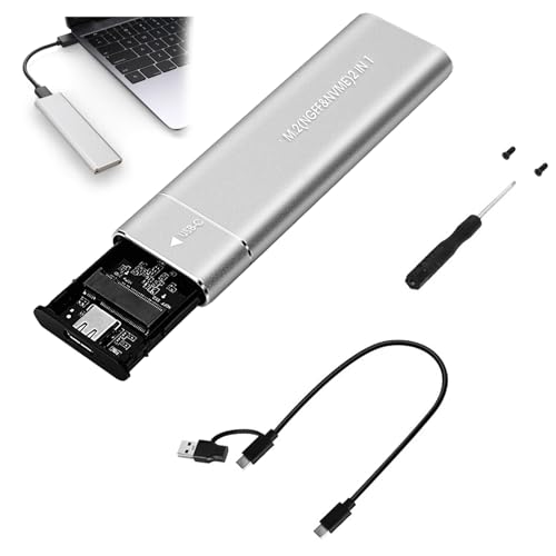 M.2 NVME SSD Enclosure 10Gbps M.2 Enclosure USB C to NVME Adapter USB 3.2 Gen 2 USB C/A External SSD Reader with Dual Protocol of NVME&SATA for M Key M&B Key with Size 2230/2242/2260/2280 SSDs