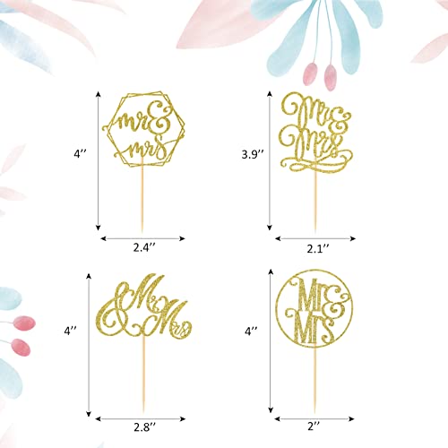 36 Pcs Miss To Mrs Cupcake Toppers Bridal Shower Cake Picks Decorations For Wedding Engagement Bachelorette Party Cake Supplies， Gold #TOP5