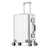 YYW Bagagem de mão de alumínio de 50 cm, mala leve aprovada por companhias aéreas com trava TSA e rodas silenciosas, adequada para viagens de negócios, Prata, 20in, Mala rígida de alumínio