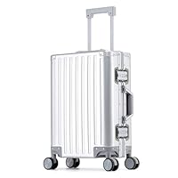 YYW Aluminum Carry-On Luggage 20 Inch,Airline Approved Lightweight Suitcase with TSA Lock and Silent Wheels,Suitable for Business Travel (Silver, 20in)