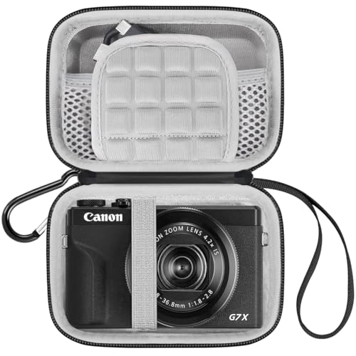T Tersely Camera Carrying Case for Canon PowerShot G7 X Mark III/II、Canon SX740 HS/IIXUS 285 HS, Protective Camera Storage Trave Bag,Mesh Bag Fits Batteries, Cable, Memory Card, Card Reader (Black)