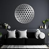 3D Golf Ball Metal Wall Art, 3D Wall Art Decor, Golf Ball Metal Wall Decor, Sports Metal Decor, Golf Decor, Gift For Dad, Gift For Him, Metal Wall Art For Home, Metal Decor For Outside (24'X24'|60X60Cm, Silver)