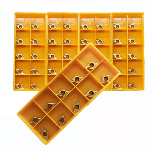 Image of 50pcs DCMT21.51 DCMT070204 Carbide Inserts Lathe Turning Inserts Turning Tool Multilayer Coated CNC Lathe Inserts for SDJCR Lathe Turning Tool Holder Replacement Insert