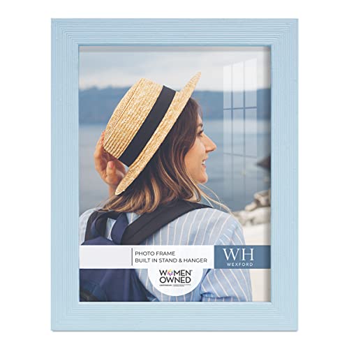 Renditions Gallery 6X8 Inch Picture Frame Modern Style Wood Pattern And High Definition Glass Ready For Wall And Tabletop Photo Display, Blue Frame #TOP1