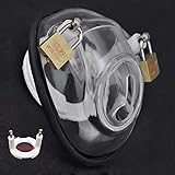 ZWBHSH Peniskäfig, Plastik Keuschheitsgürtel Extrem Abstinenz Keuschheitskäfig Herren mit 2 Penisring Cock Cage BDSM Bondage Fetisch Chastity Cage Männer Gay Sexspielzeug,Clear