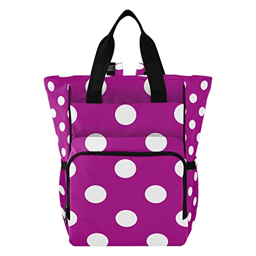 Diaper Bag Backpack For Baby Nappy Changing Bags Multifunction Purple Polka Dot Travel Backpack(238Rh7A) #TOP19