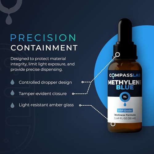 image for Compass Laboratory Methylene Blue 1% Solution | USP-Grade Research For