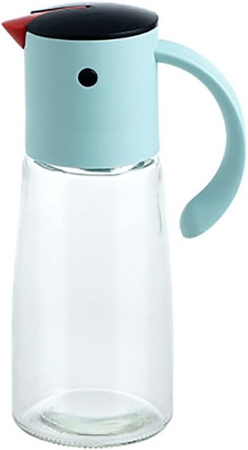 Glass Oil Bottle Household Leak-proof Soy Sauce Vinegar Seasoning Kitchen Small Pot Can(Blue,18cm)