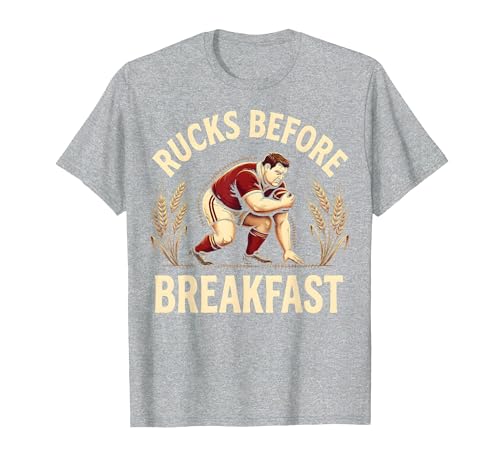 Rucks Before Breakfast Rugby T-Shirt Men Heather Grey Medium