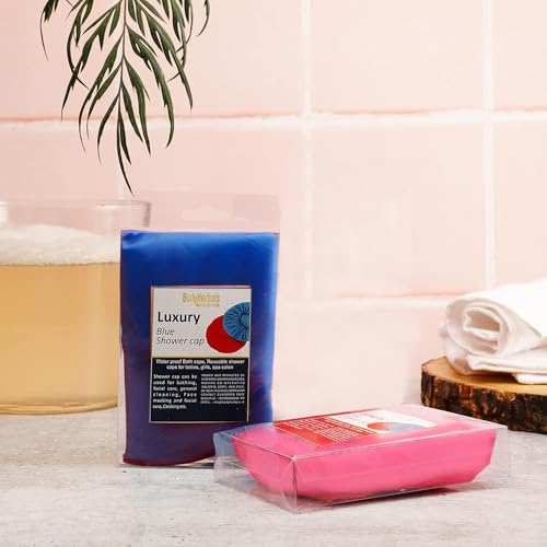 Image of BodyHerbals Reusable Shower Caps in a Beautiful Zip Bag For Women & Men 100% Water Proof | For Homes Spas, Salons, Hair Treatments & Hotels | Travel Essential | Free Size Reusable Bath Cap for Home, Spa, Salon, Hotel & Hair Treatments | Travel Essential (Set 2)