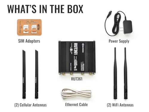 Image of Teltonika RUT361 Industrial 4G LTE Router - Compact & Rugged Cellular Wireless Router with Ethernet, WiFi, VPN, RMS Support, Remote Monitoring, and IoT connectivity (RUT361200800)