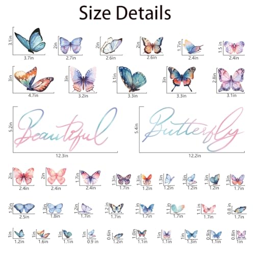 SUPERDANT Butterfly Luminous Wall Stickers Butterflies Glow in The Dark Wall Decal Luminous Fluorescent Stickers Glowing Wall Sticker for Nursery Girl's Bedroom Ceiling Wall Art 31x26cm 4PCS - Image 4