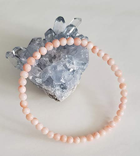Ltc Designs Genuine 4 Mm Round Light-Pink Angel-Skin Coral (From Taiwan) Stretch Bracelet, 7" #TOP3