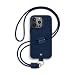 Produktbild WIIUKA Hülle für iPhone 15 Pro Max, Leder aus Deutschland, Lederhülle Handykette, Premium Handyhülle, Case, Kette Band Umhängen, Blau Nachtblau