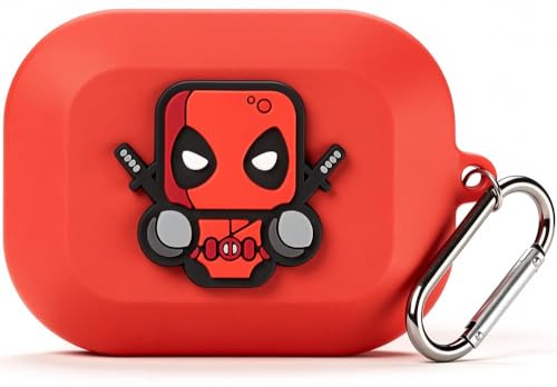 Image of Silicone Case Compatible with Realme Buds Air 8 (2025), Soft Silicone 360 Full Protection Dust-Proof Shockproof Case Cover with Hook (Cover Only) (Dead-Pool)