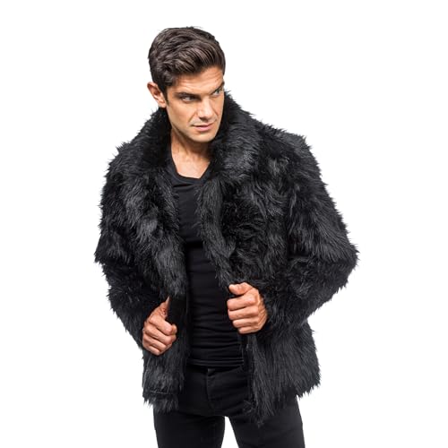 Chaks - Pelzmantel für Erwachsene, kurze Felljacke aus Kunstfell, für Karneval, Festival, Party Fashion