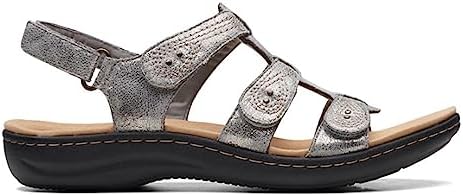 Clarks Women's Laurieann Vine Flat Sandal, Pewter Metallic Textile, 11 Narrow | Image 1