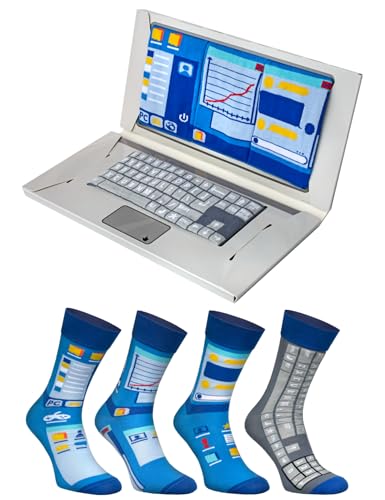 Rainbow Socks - Laptop Box Socks - Donna Uomo Calzini Regalo Novità per Programmatori e Appassionati di Informatica - 2 Paia - Taglia 36-40