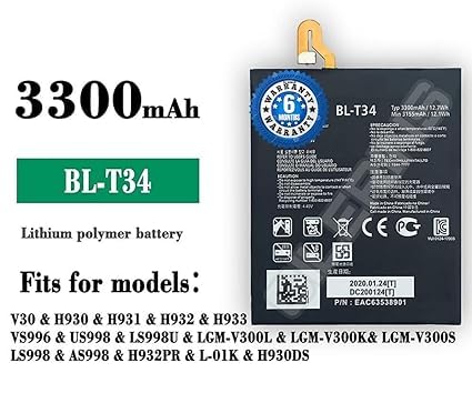 Image of Original BL-T34 Battery for LG V30 V30A H930 H932 LS998 Battery with 6 Month Warranty****(V128)