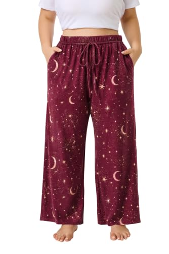 Image of FLYCURVY Plus Size Women Pajama Pants with Pocket L-5XL