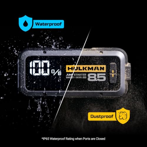 Image of Hulkman Alpha85 Smart Portable Jump Starter, 2000A Battery Booster Pack with LED Display, Flashlight, 74Wh Power Bank & Jumper Cable, 12V Jump Box for up to 8.5L Gas & 6.0L Diesel, Cars, SUVs & Trucks