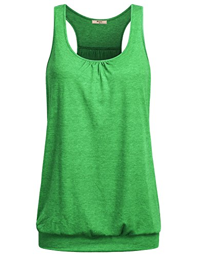 Miusey Workout Tops for Women Laides Sleeveless Round Neck Loose Fit Undershirts Racerback Tanks Workout Compression Tank Tops (X-Large, Grass-Green)