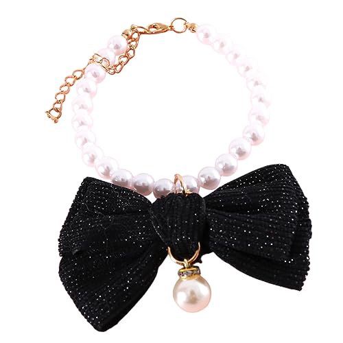 iplusmile ペットの首輪 ネックレス ポータブル犬首輪 大型犬用の犬用蝶ネクタイ ペット用に刻印されたドッグタグ 犬の弓 素敵な犬の首輪 猫の首輪 真珠の子犬の首輪 装飾犬の首輪 プラスチック