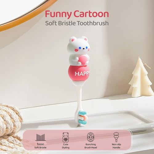 Image of StarAndDaisy Baby Manual Tooth Brush /Toothbrush 1 Year + Kids With Soft And Fluffy 10000 Gentle Bristles, 80 Micron Split-Beam Bristle, Non-Slip Comfortable Dinosaur Handle (White, 1),1 Count