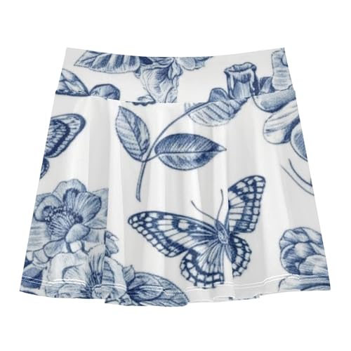 Girls' Shorts Athletic Skorts Skirts with Shorts Purple Girl Skort Botanical Blooming Floral Butterfly 3t2