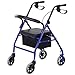 Produktbild HOMCOM Rollator mit Stuhl, Faltbarer Gehwagen, Gehhilfe, Mobilität, mit Tasche, Bremse, 4-stufig verstellbare Griffe, Leichtgewicht, Metall Schwarz 75 x 56 x 83-93 cm