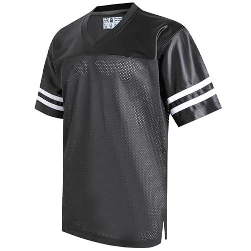 Pullonsy Plain Black Football Jerseys for Men Unisex Athletic Shirt Training Clothing Workout Fitness Tops Birthday Outfits White Stripe-Black Jersey Men Size X-Large