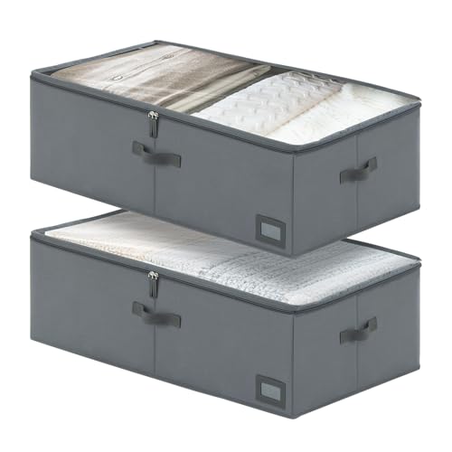 PLUMGEAN 10-Inch Under Bed Storage Containers (2-Pack) | Sturdy Sidewalls