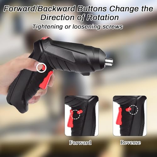 Image of Cordless Electric Screwdriver Set | USB Rechargeable Screw Gun Kit with LED Light | Lightweight Power Tool With LED Light for Home, Office, DIY, and Appliance Repair - Black