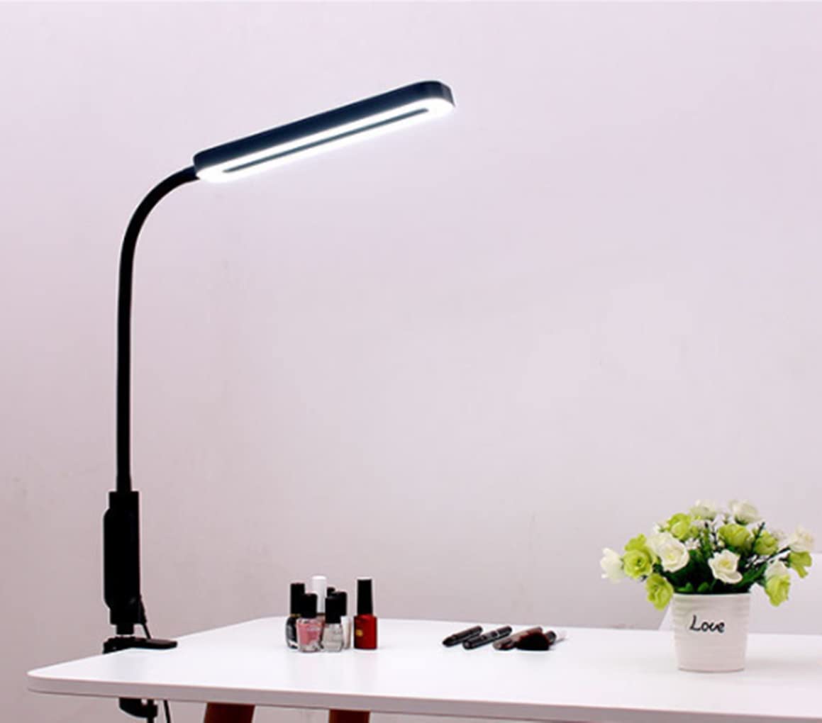 LED Schreibtischlampe Schwarz Klemmlampe Leselampe 12W Flexibles Klemmlicht 3 Farb & 10 Helligkeitsstufen Schwanenhals Klemmleuchte für Schlafzimmer Augenpflege Büro Tischlampe