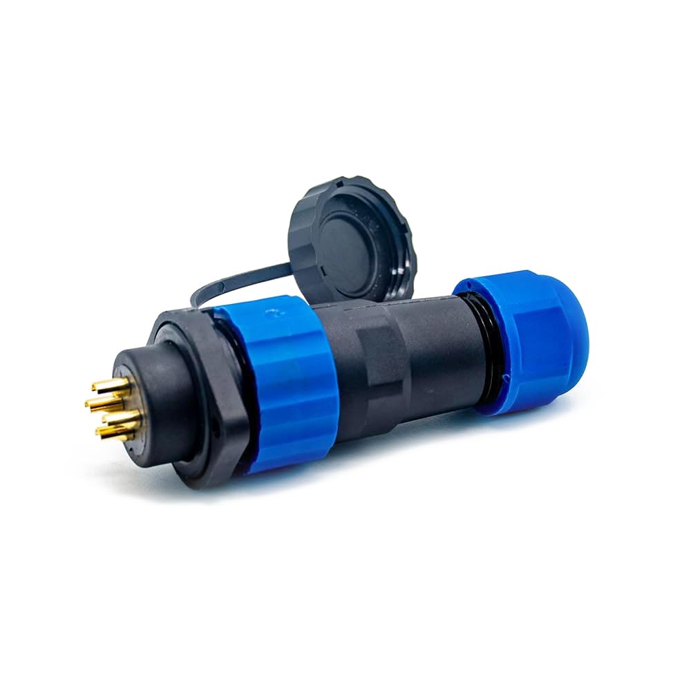Conector De Aviación SP21 Macho/Hembra 4 Pines – IP68 Impermeable, Rosca, Montaje En Panel, 30A (Par)