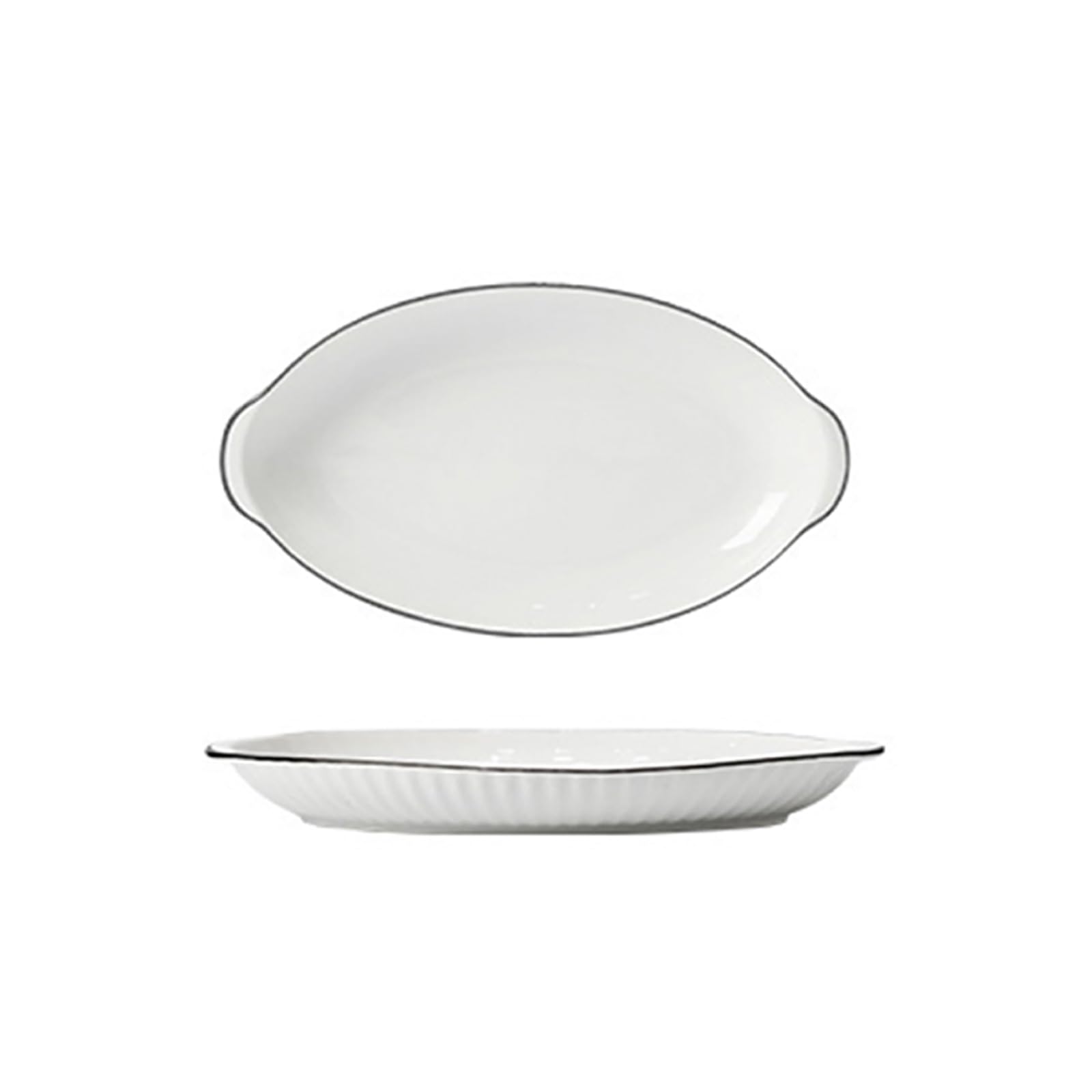 Platos y platos de cerámica esmaltados para el comedor en casa es moderno y simple, plato de pescado de 12 pulgadas con orejas.