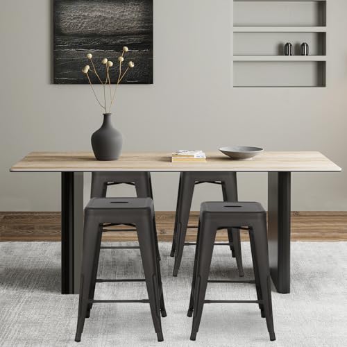 Image of FDW Metal Bar Stools Set of 4 Counter Height Bar Stools 24 Inches Industrial Bar Chairs Patio Stool Stackable Backless Stool Indoor Outdoor Metal Kitchen Stools Bar Chairs (Bronze, 24 inch)